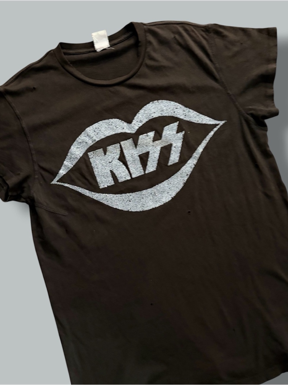 MadeWorn Black Tee with Silver Kiss Logo
